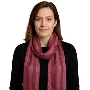 Striped Scarf Two Shades of Pink Light Dark Shiny and Sheer 58" Long